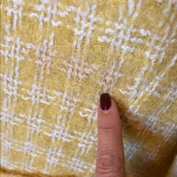 VINTAGE Yellow Plaid Long Coat - Picture 4 of 7